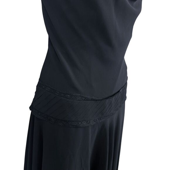 Liz Claiborne Womens Black Asymmetrical Scoop Neck Chiffon Whimsigoth Dress sz 6 - Picture 3 of 16